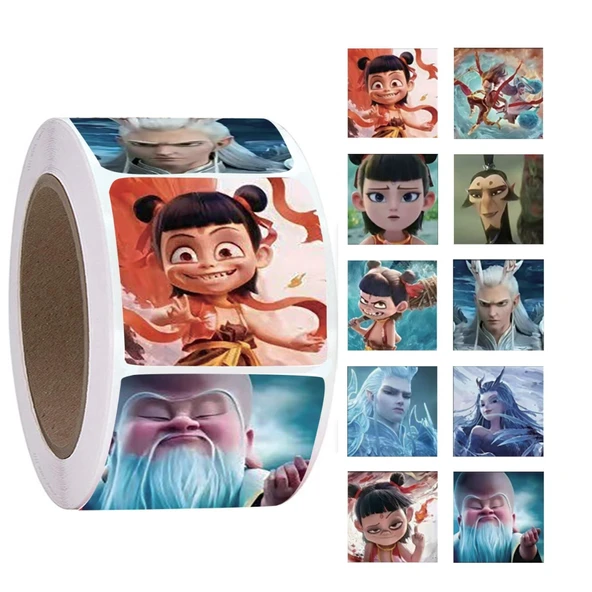 Nezha Temalı Deniz Emoji Çıkartmaları - Yaklaşık 500 Adet - Rulo