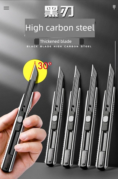 30 Derece Sanat Bıçağı - Kauçuk Kaplı Alaşım Siyah Bıçak - 1'li Paket - 6