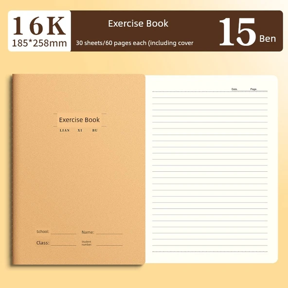 16K İngilizce/Çince Alıştırma Defteri - 15 Paket [Alıştırma Defteri] Kalın
