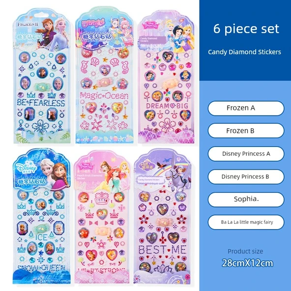 3D Prenses Elsa Sticker Seti - Şeker Macunu Buz ve Kar AB Prensesi AB Sophia Sihirli Peri