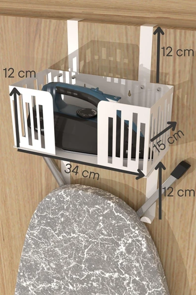 Risingmaber Beyaz Kapı Arkası Ütü ve Ütü Masası Askısı, Ütü ve Ütü Masası Tutucu Organizer MT110BD - 7