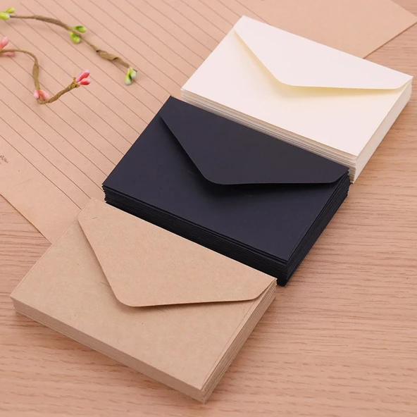 Retro Kare Mini Zarf - 3 Renk (3 Paket)