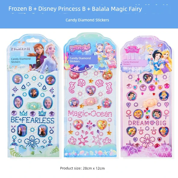 3D Prenses Elsa Sticker Seti - Şeker Sticker Buz ve Kar Prensesi B Küçük Sihirli Peri