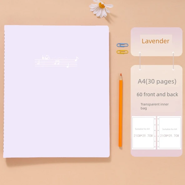 A4 Nota Klasörü - Leylak - 30 Sayfa