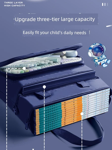 Çocuklar için 3 Katmanlı Büyük Kapasiteli Kitap Çantası - Kabi Bala ve Panda - 3
