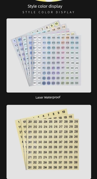 Su Geçirmez Yuvarlak Numara Etiketleri - Su Geçirmez Lazer 1-20 Kodu - Resim 9