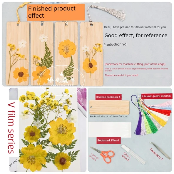 DIY Bitki Örneği Ayraç Malzeme Paketi - 12 Çiçek - 4 Ayraç Malzeme Paketi Suit H