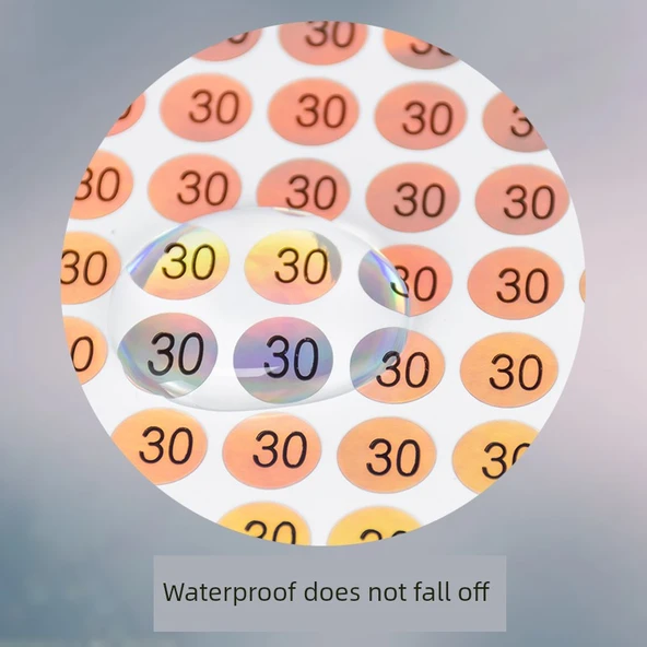 Su Geçirmez Yuvarlak Numara Etiketleri - Su Geçirmez Lazer 1-20 Kodu - Resim 3
