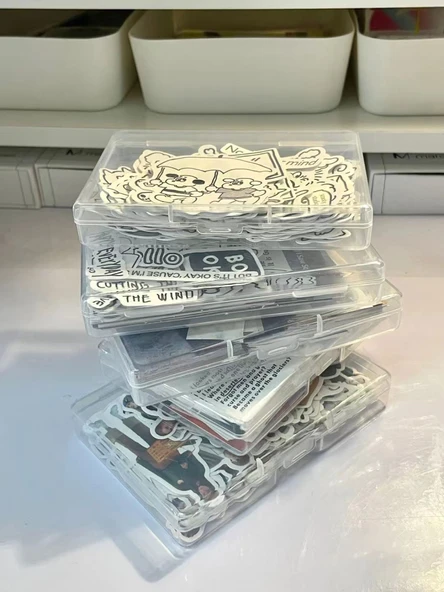 Şeffaf Tokalı Çıkartma Saklama Kutusu - 10 cm - 7 cm - 2 cm - 6