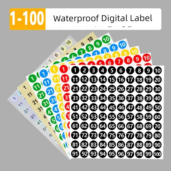 Su Geçirmez Yuvarlak Numara Etiketleri - Su Geçirmez Lazer 1-20 Kodu - Resim 2