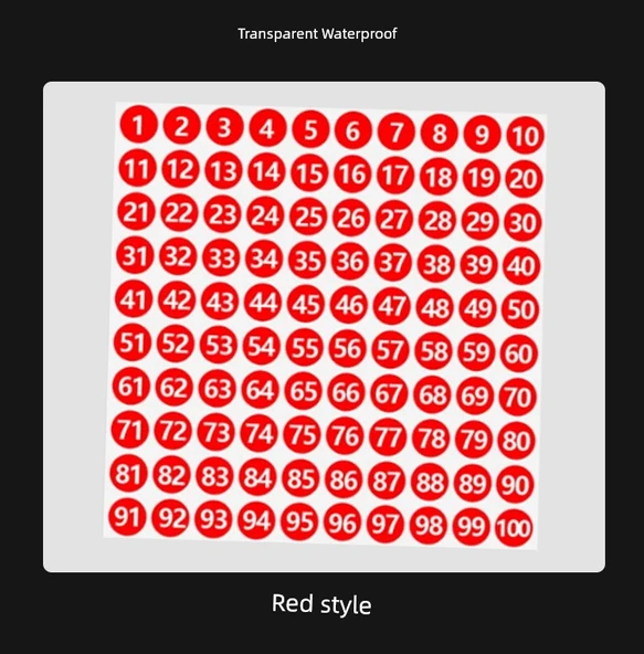 Su Geçirmez Yuvarlak Numara Etiketleri - Su Geçirmez Lazer 1-20 Kodu - Resim 10
