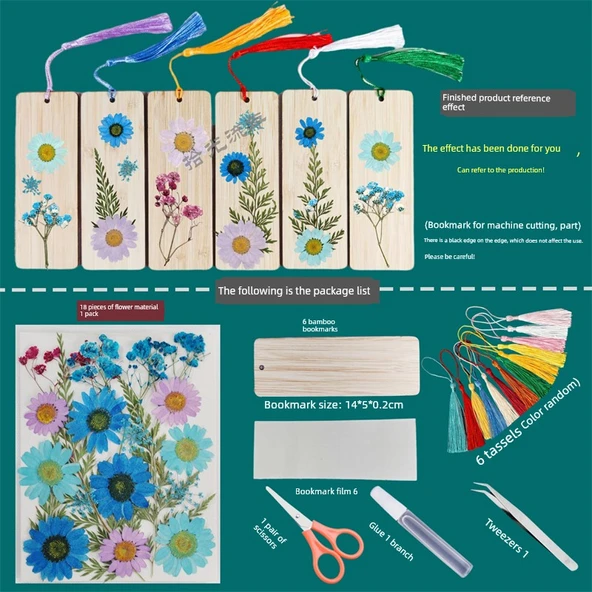 DIY Bitki Örneği Ayraç Malzeme Paketi - 18 Çiçek - 6 Ayraç-Malzeme Paketi K