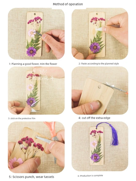 DIY Bitki Örneği Ayraç Malzeme Paketi - 12 Çiçek - 4 Ayraç Malzeme Paketi Suit D - 11