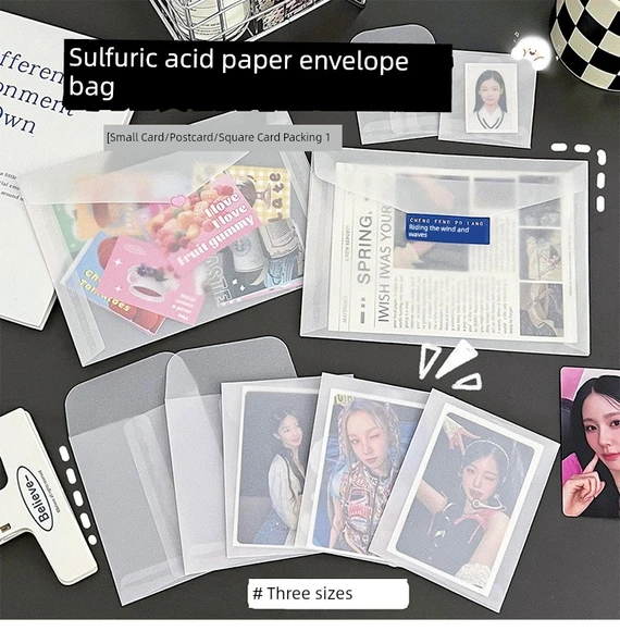 Yarı Şeffaf Kağıt Zarf - Sülfürik Asit Kağıt Zarf Dikey Orta Boy 50 Paket - 7