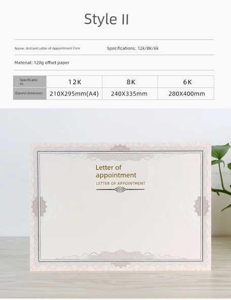 A4 Atama Belgesi İç Sayfa Ödül Kağıdı - Parlak Atama Belgesi Çekirdeği 8K - 11