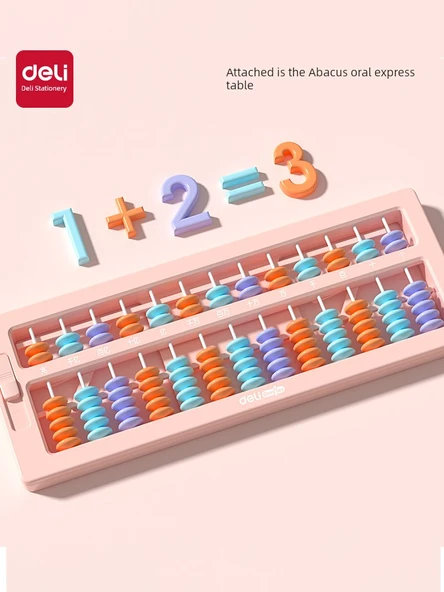 Eğitici Abaküs - Tek Tuşla Sıfırlama - 5 Boncuk - 13 Dişli Yükseltme Metal - Formül Tablosu ile - 2