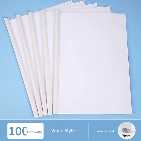 A4 Dosya Klasörü - 100 Paket Beyaz Su Damlası Çubuğu - 40 Sayfa