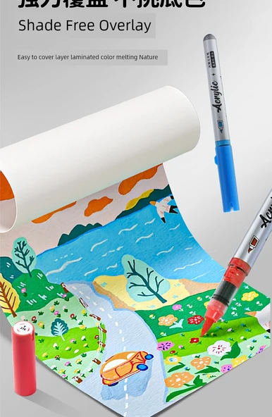 Akrilik Marker Kalemi - Yumuşak Uç - 24 Renk - Rulo Çanta - 11