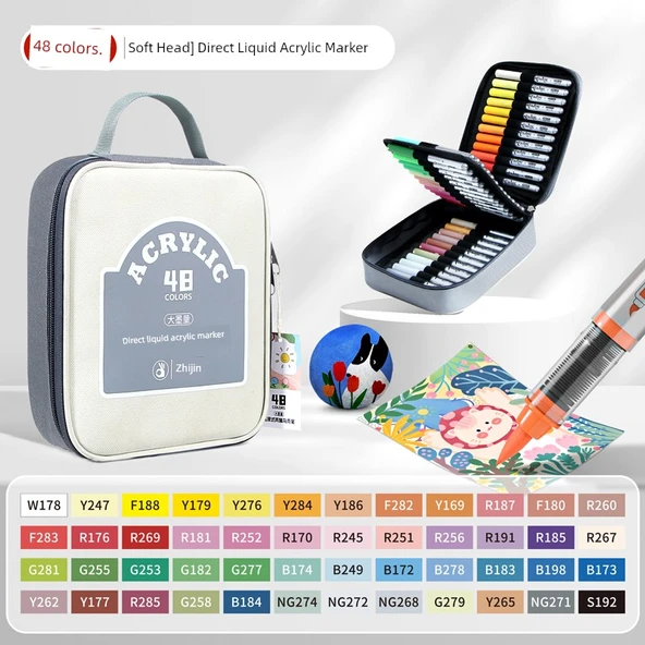 Akrilik Marker Kalemi - Kalın Oxford Çanta - 48 Renk