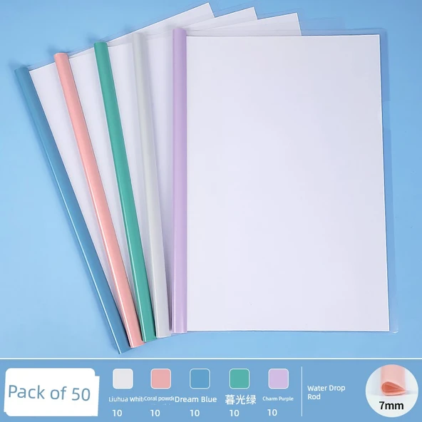 A4 Dosya Klasörü - 50 Paket Morandi Renk Su Damlası Çubuğu - 40 Sayfa