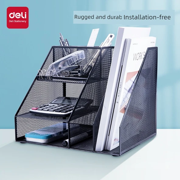 Metal Dosya Rafı - 3 Katlı 2 Kalem Tutucu - 79075 - 2
