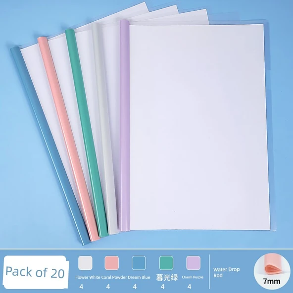 A4 Dosya Klasörü - 20 Paket Morandi Renk Su Damlası Çubuğu - 40 Sayfa