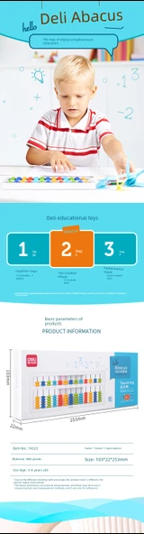 Eğitici Abaküs - Tek Tuşla Sıfırlama - 7 Boncuk - 13 Dişli Temel Sıfırlama Abaküs - Ekli Tablo - Resim 7