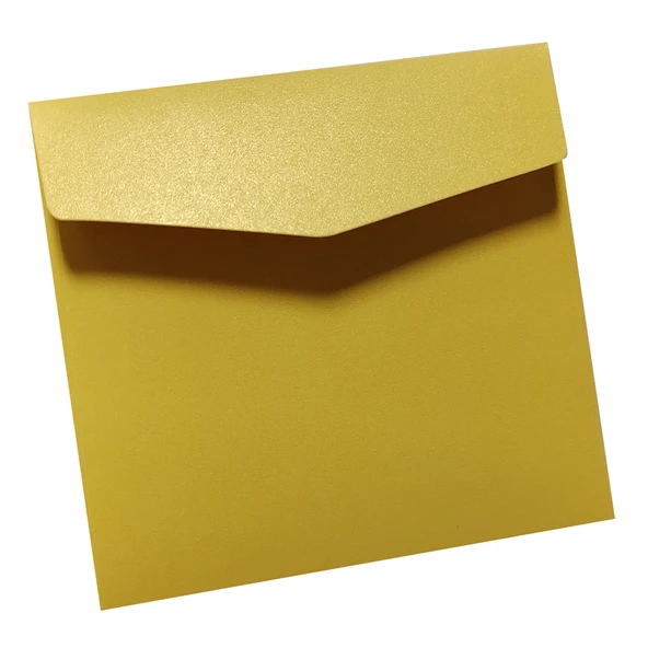 165x165mm Kare Renkli Zarf - Altın İnci