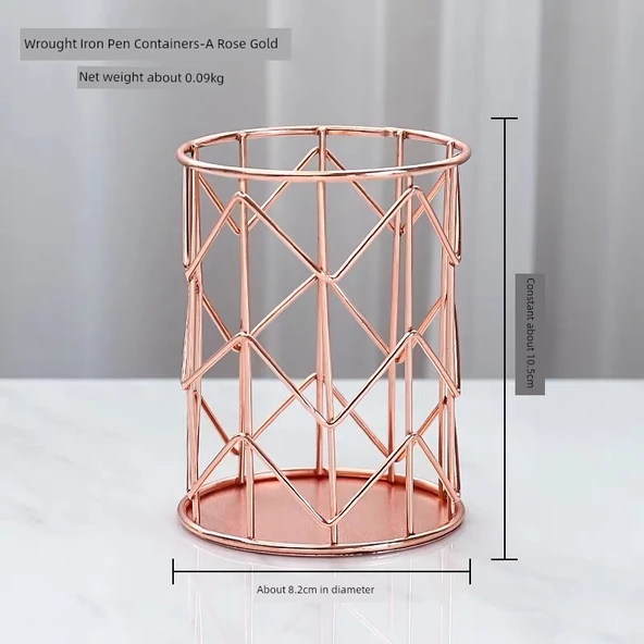 Nordik Metal Ofis Masaüstü Depolama Sepeti Kitap Standı - Kalem Kutusu A Rose Altın