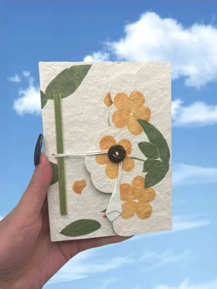 El Yapımı Retro Günlük Defteri - Baykuş - 32 Sayfa - 11x15cm - 5
