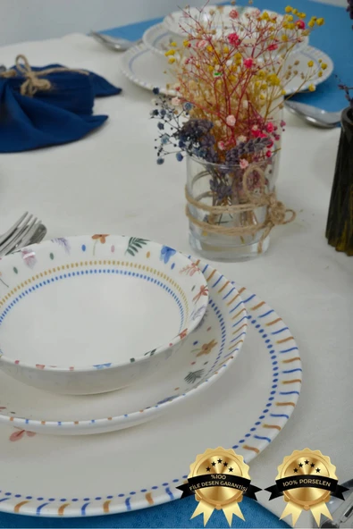 Heda Porselen Dalya 18 Parça 6 kişilik Porselen Yemek Takımı - 4