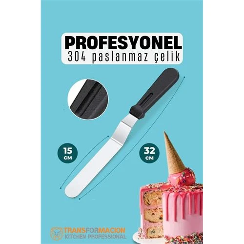 Modacar Pasta Spatulası Profesyonel 304 Paslanmaz Çelik 32 Cm