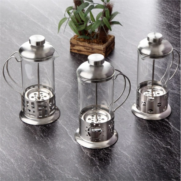 Çelik Kulplu Cam French Press - 350 ml - 1