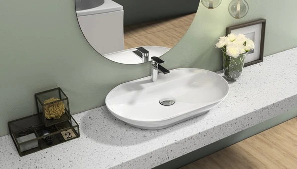 Smooth Line Tezgah Ustu Lavabo 42 x 55 cm Tel ve Sifon Hediye - 2