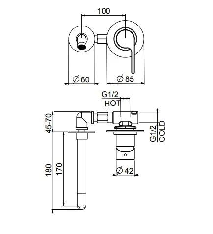 İtalyan Webert- Do Re Mi Ankastre Lavabo Bataryası Krom DR830606015 - 2