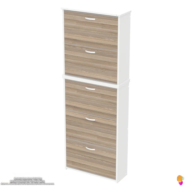 Modilayn VERVE Antre 72x 194 x 26 cm 5 Düşer Kapak 10 Göz Bölmeli Ayakkabılık - 6