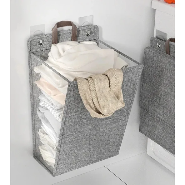 Katlanabilir Asılabilir Kirli Çamaşır Sepeti - Resim 2