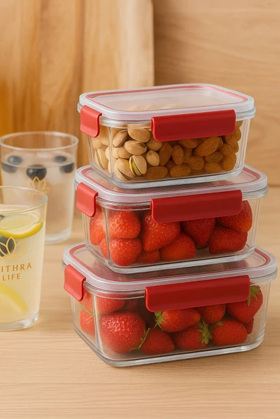 Mithra Life 3 Adet Vakumlu Sızdırmaz Saklama Kabı Seti 375ml 900ml 1700ml Mıt1163 - 3