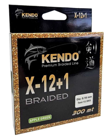 Kendo X-12+1 Braided 300m Apple Green Örgü İp  0,18mm