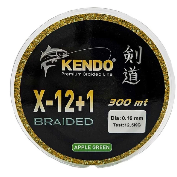 Kendo X-12+1 Braided 300m Apple Green Örgü İp  0,18mm - 2