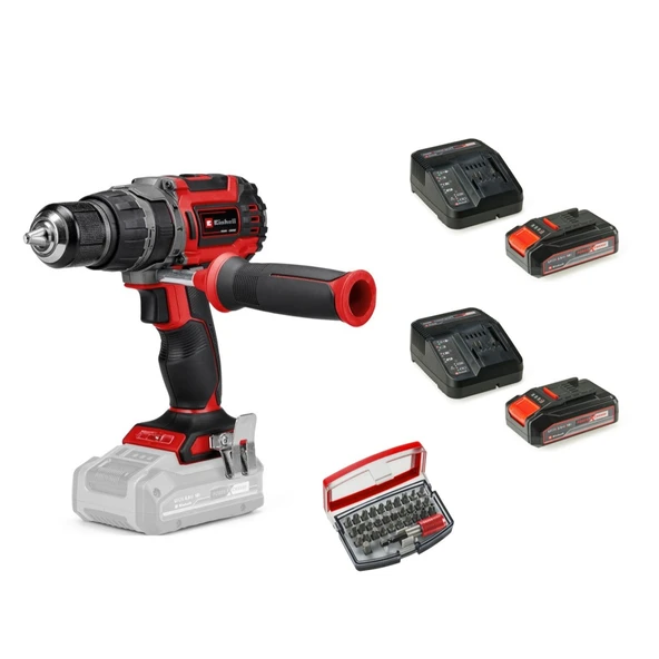 Einhell Tp-Cd 18/60 Li-I Bl Solo + 2x 2.5 Ah Akü ve 32 Parça Bits Uç Seti