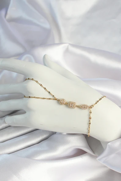 316L Çelik Gold Renk Zirkon Taşlı Baget Şahmeran - TJ-SN654