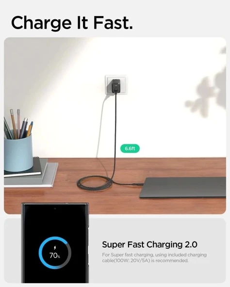 Spigen GaN III 352 35W 2 Bağlantı Noktalı Kompakt Katlanabilir Çift USB C Duvar Şarj Cihazı PD PPS - 2