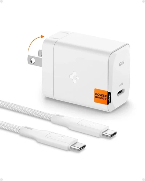 Spigen GaN III 352 35W 2 Bağlantı Noktalı Kompakt Katlanabilir Çift USB C Duvar Şarj Cihazı PD PPS