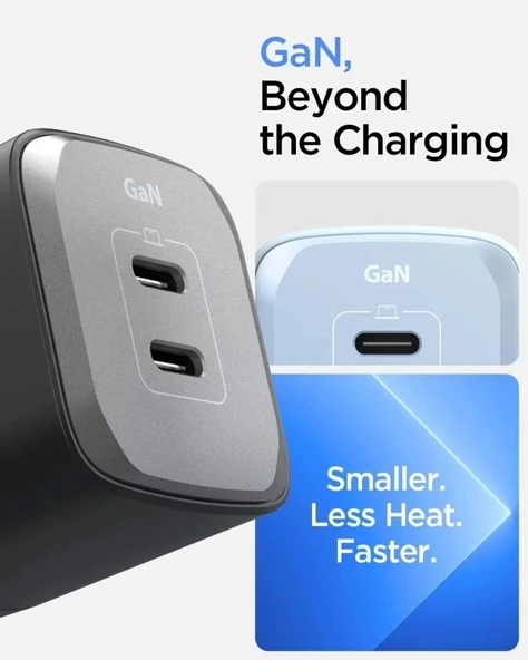 Spigen GaN III 352 35W 2 Bağlantı Noktalı Kompakt Katlanabilir Çift USB C Duvar Şarj Cihazı PD PPS White Dual (65W)