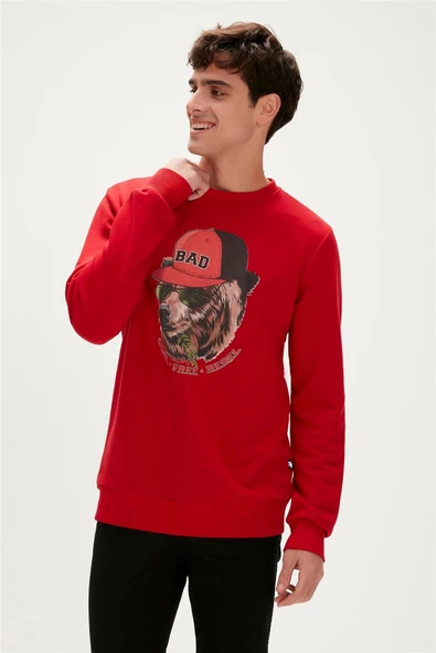 23.02.12.019 Bad Bear Rabel Crewneck Erkek Sweat CRIMSON RED