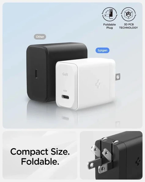 Spigen GaN III 352 35W 2 Bağlantı Noktalı Kompakt Katlanabilir Çift USB C Duvar Şarj Cihazı PD PPS - 4