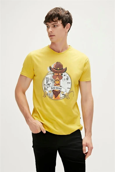 Taped T-shirt Hardal Baskılı Erkek Tişört