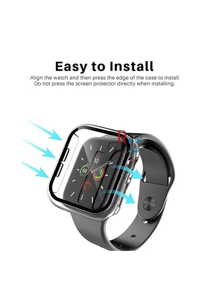Apple Watch 4/5/6/Se Seri 44mm ile Uyumlu Kasa ve Ekran Koruyucu 360 Koruma Kapak - 3