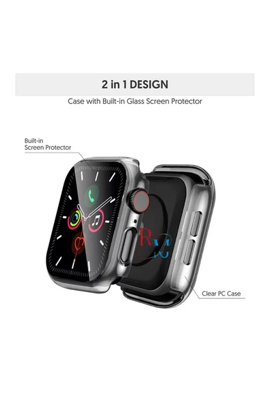 Apple Watch 4/5/6/Se Seri 44mm ile Uyumlu Kasa ve Ekran Koruyucu 360 Koruma Kapak - 5